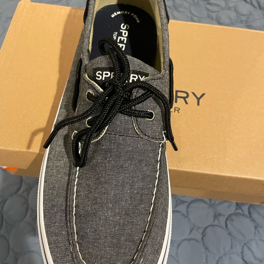 Sperry Topsider Halyard shoe black chambray size 11 NWT